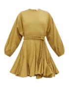 Matchesfashion.com Rhode - Ella Belted Cotton Mini Dress - Womens - Khaki