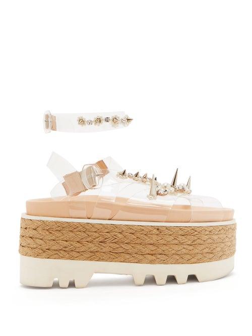Matchesfashion.com Simone Rocha - Embellished Pvc-strap Espadrille Flatform Sandals - Womens - White