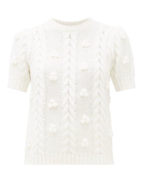 Matchesfashion.com Shrimps - Elea Cabled Merino Blend Sweater - Womens - Cream