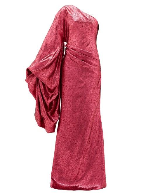 Matchesfashion.com Halpern - Asymmetric Devor-lam Gown - Womens - Fuchsia