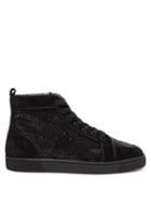Matchesfashion.com Christian Louboutin - Rantus Crystal Embellished High Top Suede Trainers - Mens - Black