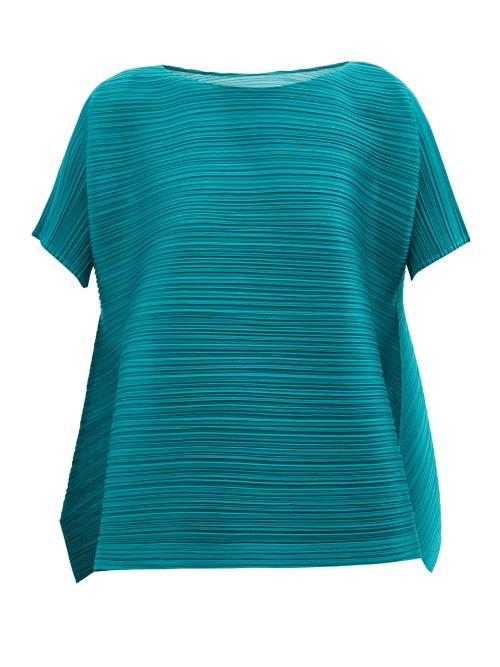 Pleats Please Issey Miyake - Technical-pleated Trapeze Top - Womens - Green