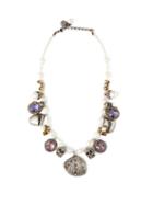Matchesfashion.com Alexander Mcqueen - Crystal And Charm Embellished Pearl Necklace - Womens - Pearl
