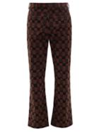 Marni - Flared Check Cotton-corduroy Trousers - Mens - Brown