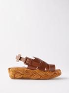 Clergerie - Aurel Leather And Raffia Platform Sandals - Womens - Brown