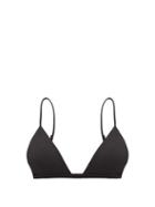 Matchesfashion.com Ganni - Ribbed Triangle Bikini Top - Womens - Black