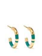 Aurlie Bidermann - Positano Resin & Gold-plated Mini Hoop Earrings - Womens - Green Gold