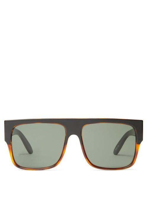 Matchesfashion.com Le Specs - Bravado Oversized Flat-top Acetate Sunglasses - Womens - Black Brown
