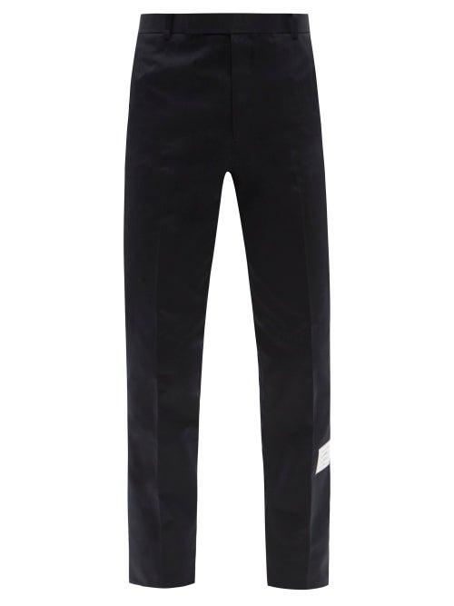 Mens Rtw Thom Browne - Logo-patch Cotton Straight-leg Chino Trousers - Mens - Navy