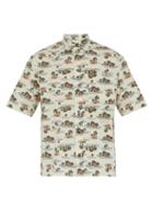 Matchesfashion.com Bottega Veneta - Hawaiian Print Short Sleeved Cotton Poplin Shirt - Mens - Beige Multi