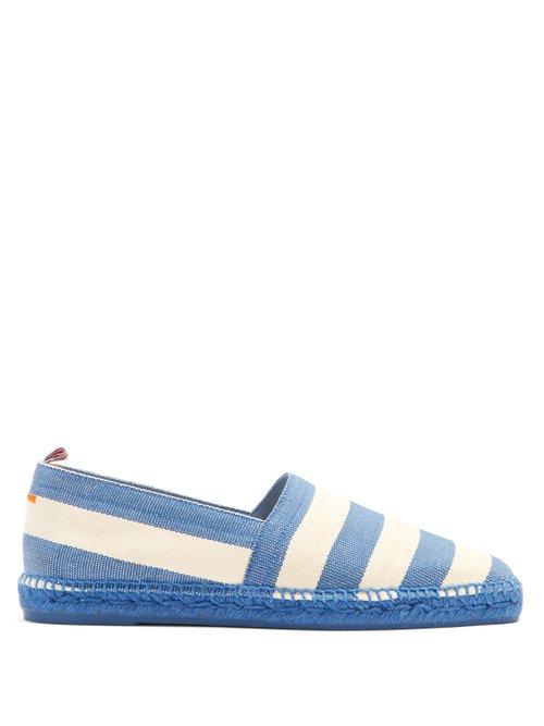 Matchesfashion.com Castaer - Striped Canvas Espadrilles - Mens - Blue