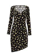 Matchesfashion.com Norma Kamali - Sweetheart-neckline Floral-print Jersey Dress - Womens - Black Print