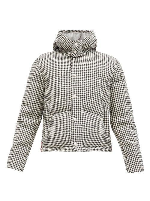 Matchesfashion.com Thom Browne - Houndstooth-check Wool Padded Coat - Mens - White Black