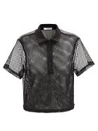 Fe Noel - Folo Cropped Fishnet Polo Top - Womens - Black