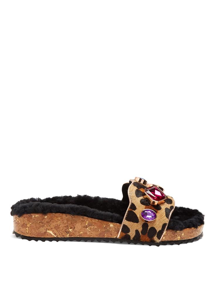 Sophia Webster Lyla Gem Shearling-lined Slides