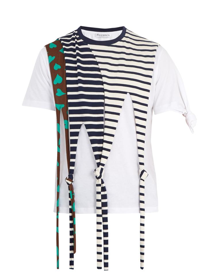 Jw Anderson Draped-knot Detail Cotton-jersey T-shirt