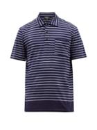Matchesfashion.com A.p.c. - James Striped Cotton Polo Shirt - Mens - Navy