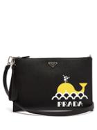 Matchesfashion.com Prada - Whale Print Leather Pouch - Mens - Black Multi