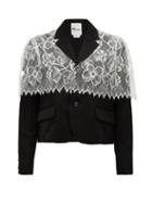 Matchesfashion.com Noir Kei Ninomiya - Chantilly-lace Trimmed Wool Jacket - Womens - Black White