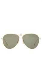 Matchesfashion.com Loewe - Aviator Metal Sunglasses - Womens - Green Gold