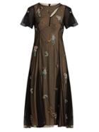Matchesfashion.com Erdem - Kathryn Crystal Appliqu Tulle Dress - Womens - Black Multi