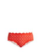 Matchesfashion.com Marysia - Broadway Scallop Edged Bikini Briefs - Womens - Red White