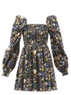 Matchesfashion.com The Vampire's Wife - The Mini Frill Killer Floral-print Cotton Dress - Womens - Black Multi