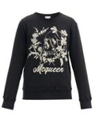 Matchesfashion.com Alexander Mcqueen - Skull-embroidered Cotton-jersey Sweatshirt - Mens - Black Multi