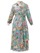 Matchesfashion.com Junya Watanabe - Layered Floral Print Crepe Dress - Womens - Multi