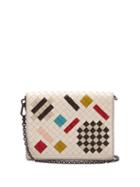 Matchesfashion.com Bottega Veneta - Intrecciato Leather Cross Body Wallet Bag - Womens - White Multi