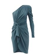 Matchesfashion.com Alexandre Vauthier - One-shoulder Draped Silk-blend Crepe Dress - Womens - Blue