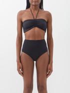 Sara Cristina - Shell Halterneck Recycled-fibre Bandeau Bikini Top - Womens - Black