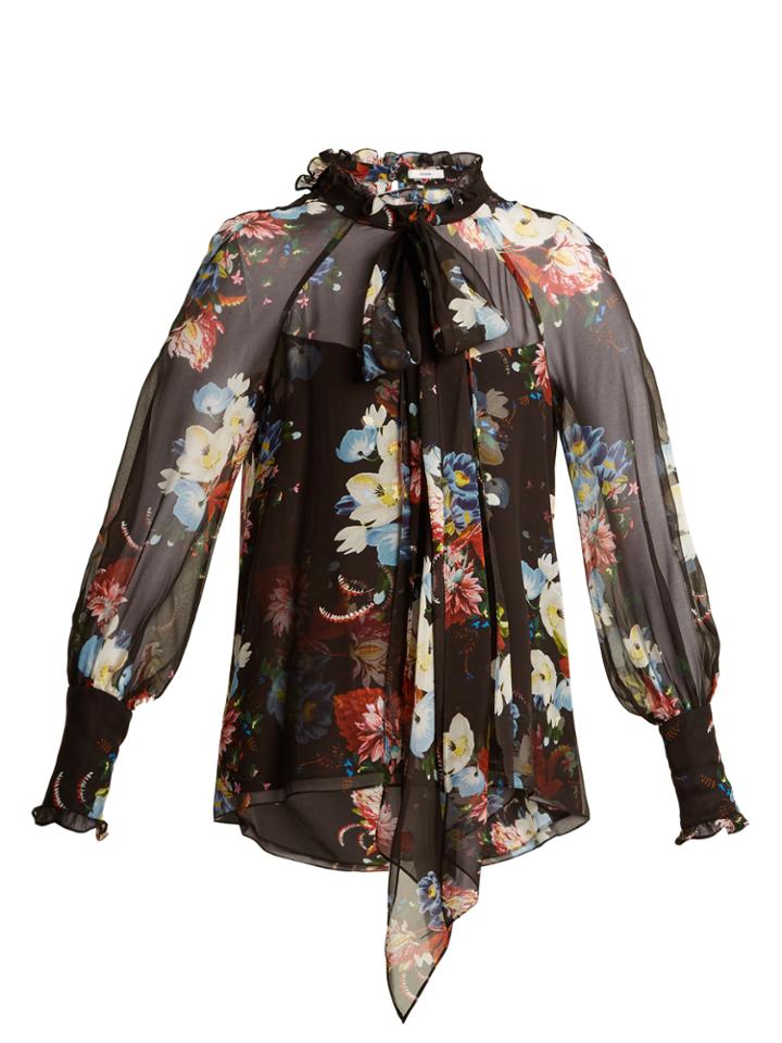 Erdem Isabelle Silk-voile Floral-print Blouse