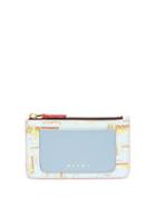 Marni - Zipped Tiger-print Leather Cardholder - Womens - Light Blue