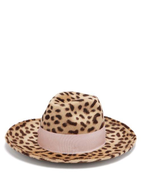Matchesfashion.com Federica Moretti - Leopard Print Rabbit Felt Hat - Womens - Leopard