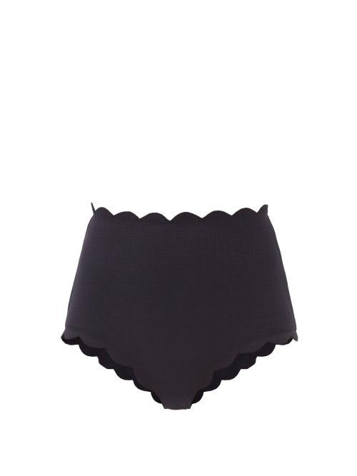 Matchesfashion.com Marysia - Santa Monica Scallop-edged Bikini Briefs - Womens - Black