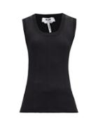 Matchesfashion.com Msgm - Scoop-neck Ribbed-jersey Tank Top - Womens - Black