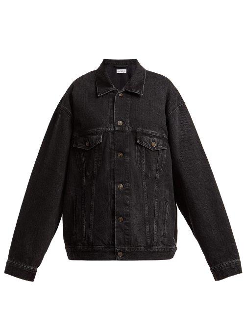 Matchesfashion.com Balenciaga - Rainbow Flag Embroidered Denim Jacket - Womens - Black
