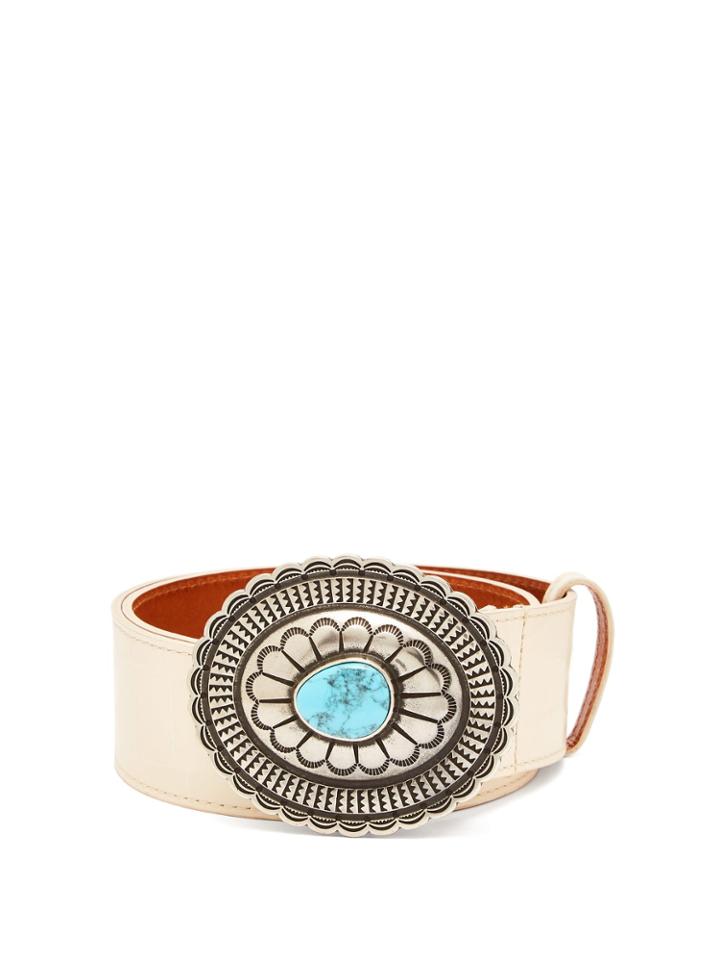 Etro Crocodile-effect Leather Belt