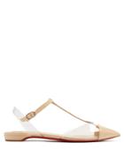 Christian Louboutin Nosy T-bar Pointed-toe Patent-leather Flats
