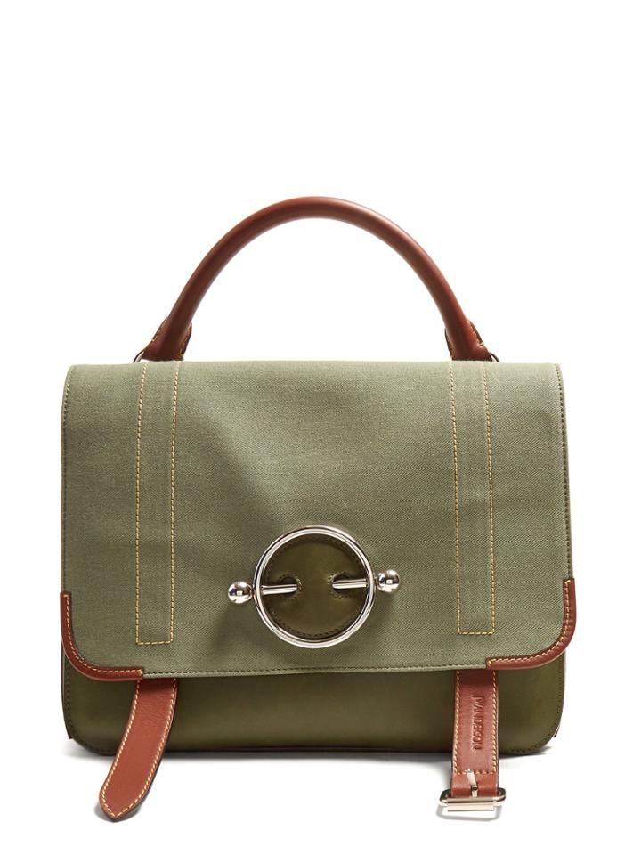 Jw Anderson Disc Leather And Canvas Satchel Bag
