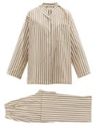 Ladies Lingerie General Sleep - Winona Striped Organic-cotton Pyjamas - Womens - Khaki Stripe