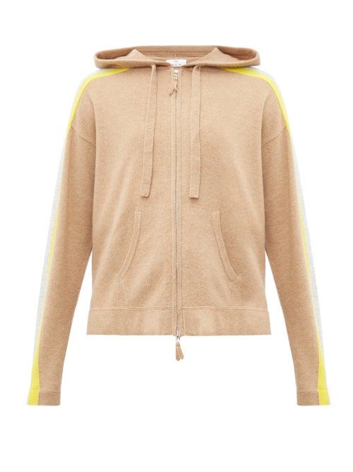 Matchesfashion.com Allude - Striped Wool Blend Zip Through Sweater - Womens - Beige Multi