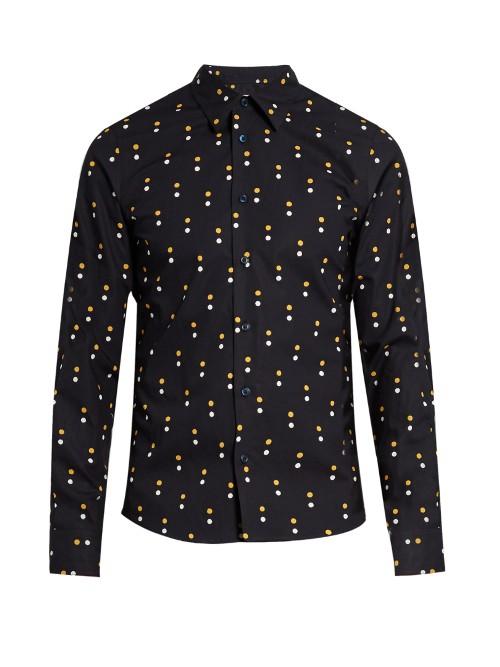 Marni Contrast Dot-print Cotton-poplin Shirt