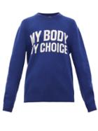 Matchesfashion.com Gucci - My Body My Choice Intarsia-knit Wool Sweater - Womens - Blue