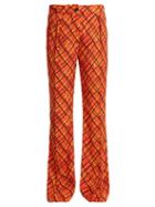 Matchesfashion.com Marni - Tartan Print Flared Trousers - Womens - Orange Print