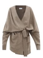 Raey - Responsible-cashmere Belted Wrap Cardigan - Womens - Light Brown