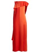 Matchesfashion.com Diane Von Furstenberg - Contrast Panel Draped Sleeveless Satin Gown - Womens - Red