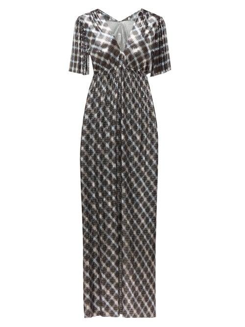 Matchesfashion.com Paco Rabanne - Checked Chainmail Maxi Dress - Womens - Blue Silver