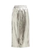 Matchesfashion.com Raey - Elasticated Waist Foil Skirt - Womens - Silver